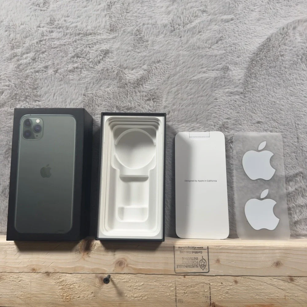 Apple iPhone 11 Pro Max 64GB Midnight‎ Green Empty Retail Box MWG52LL/A Stickers